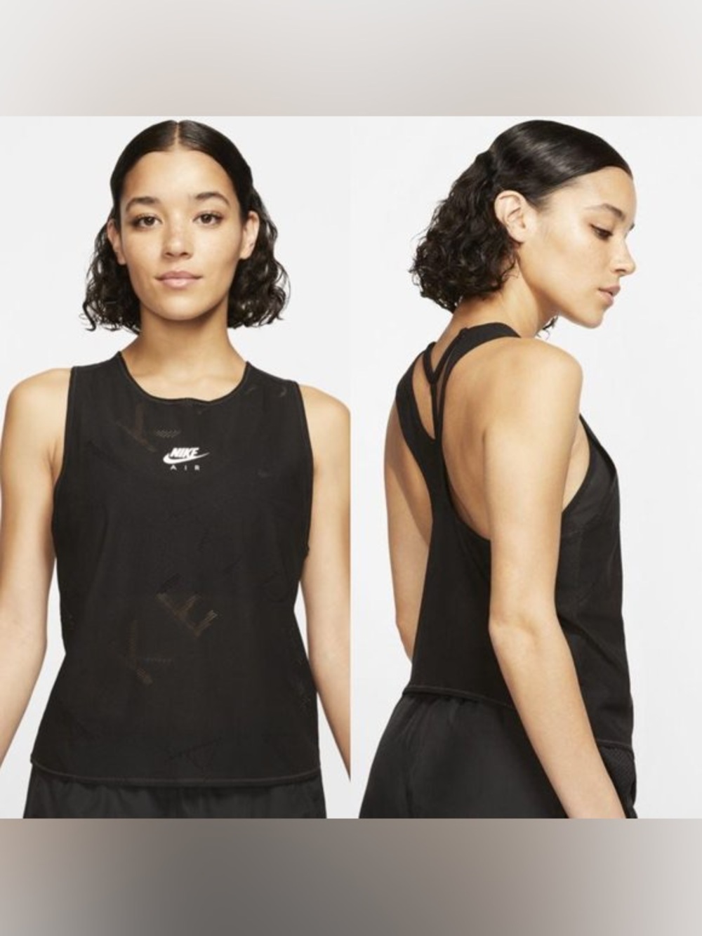 Nike Air Dri-FIT Mesh Running Tank Top Black Racerback Cutout Women’s XL Gym